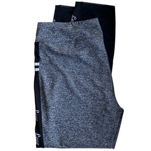 NWT ~ INSPIRED HEARTS Heathered Black "Love" Trim Activewear Leggings ~ Size 1X